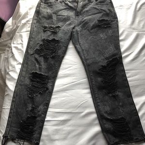 Forever 21 Distressed Black Jeans